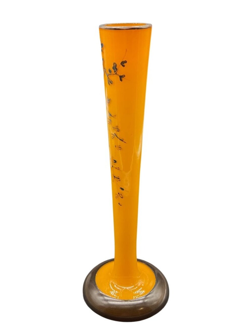 Vintage Bohemian Czech Tango Art Nouveau Glass Vase Yellow Silver Overlay 10"H - Picture 4 of 7